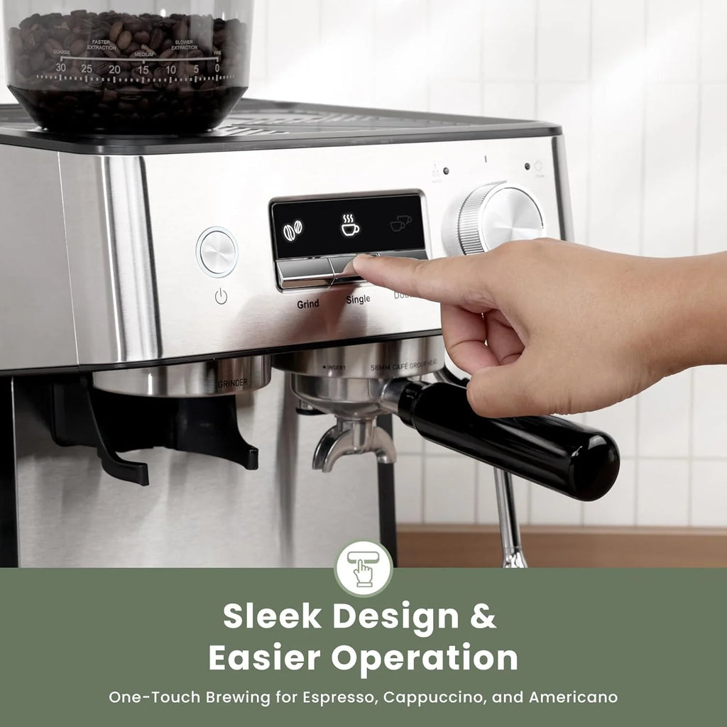 Gevi 20 Bar Espresso Machine with Grinder & Milk Frother