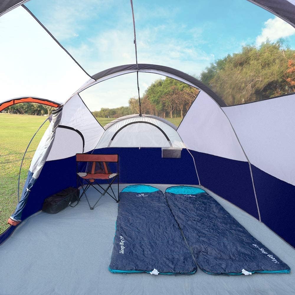 CAMPROS CP Tent 8 Person Camping Tents, Weather Resistant Family Tent, 5 Large Mesh Windows, Double Layer, Divided Curtain for Separated Room, Portable with Carry Bag