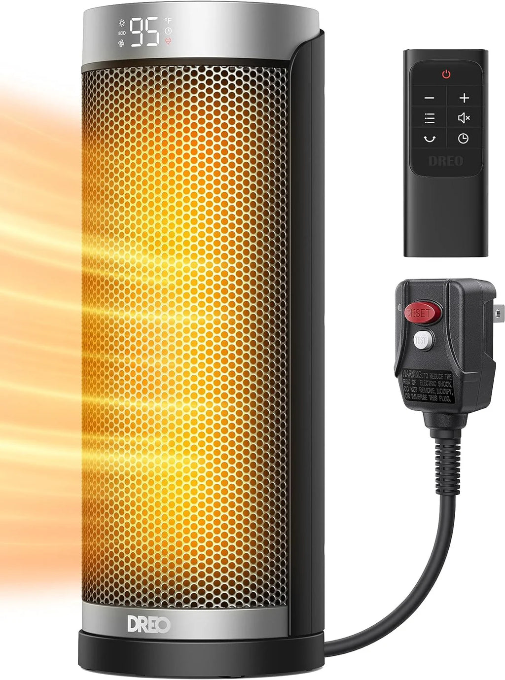 Dreo Space Heater, 1500W Electric Heaters for Indoor Use with Thermostat, 70° Oscillation, 8 Safety Protections, 5 Modes, Remote, 12H Timer, Quiet Portable Heater for Office, Bedroom, Large Room