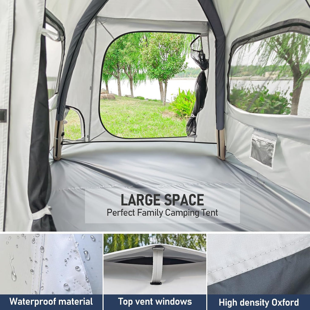 Automatic Inflatable Camping Tent，Easy Set up 3-4 Person Glamping Outdoor Air Blow Up Tents, Quick Setup Air Tent with a Built-in air Pump,Waterproof Inflatable House Tent for Adults