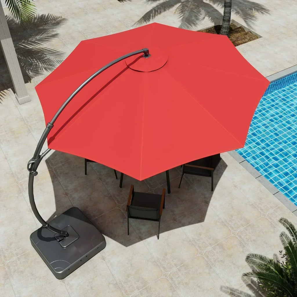 LAUSAINT HOME Outdoor Patio Umbrella with Base included 11 FT Deluxe Curvy Cantilever Umbrella