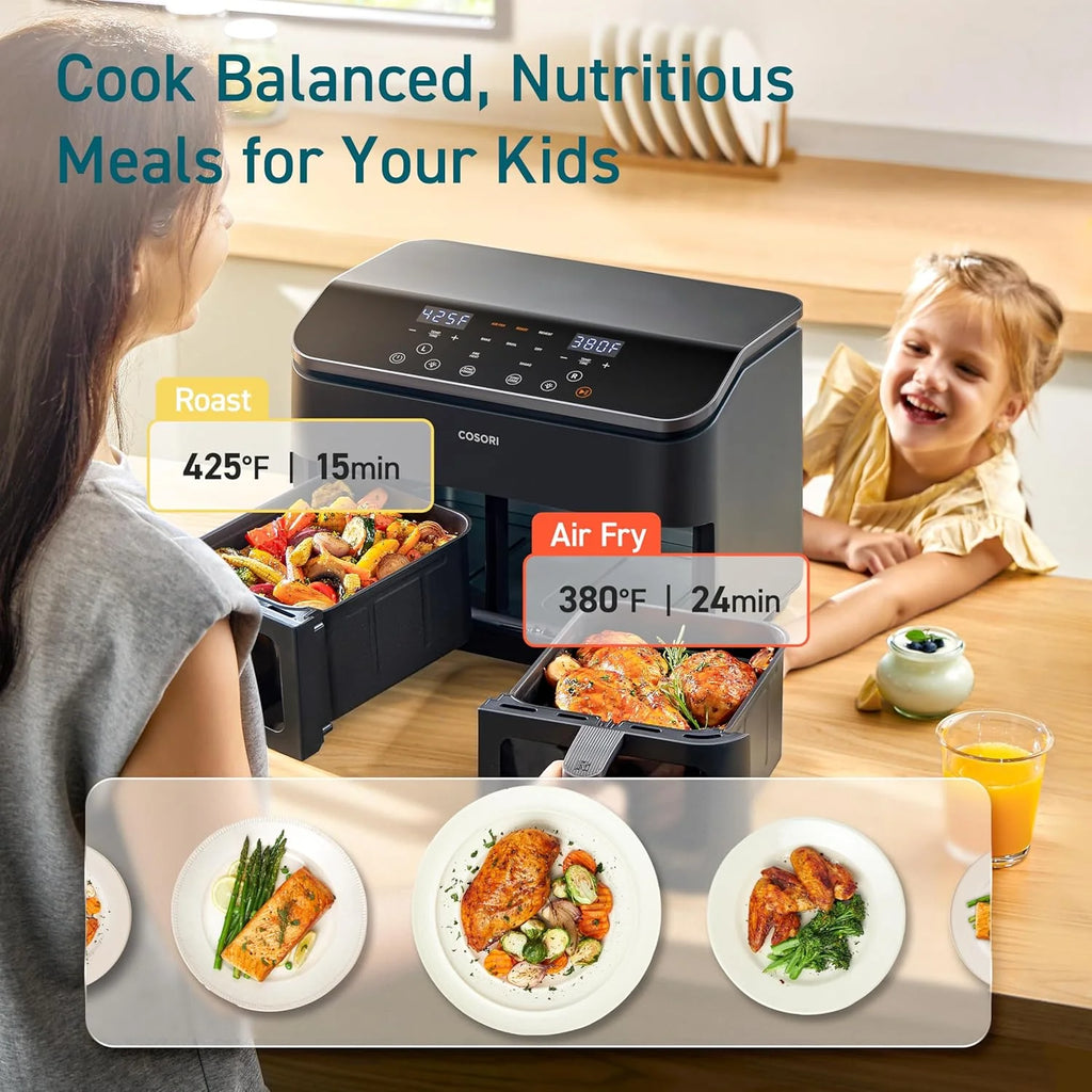 COSORI Dual Air Fryer 9Qt 10-in-1for Easy Cooking Dishwasher Safe