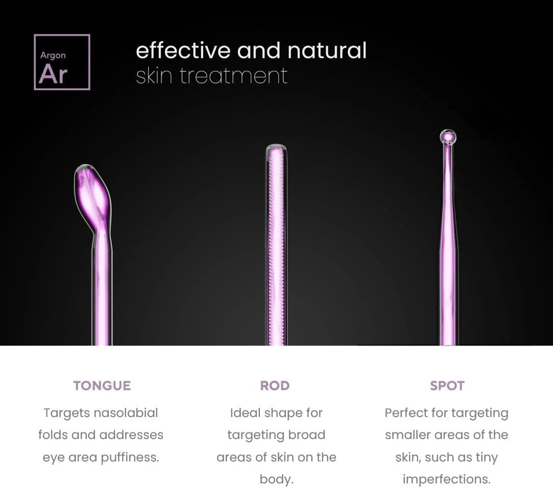 NuDerma Professional Skin Therapy Wand Portable Skin Therapy Machine 6 Neon Argon Wands