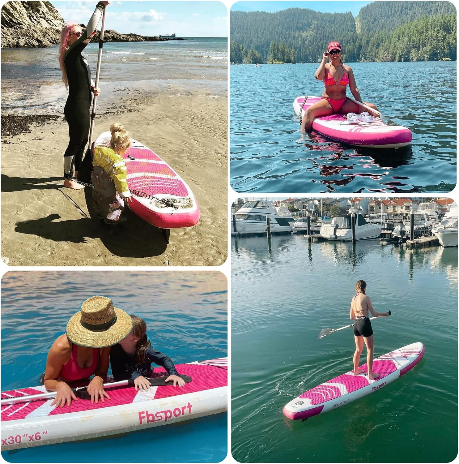 FBSPORT 11' Premium Stand Up Paddle Board, Yoga Board with Durable SUP Accessories & Carry Bag | Wide Stance, Surf Control, Non-Slip Deck, Leash, Paddle and Pump for Youth & Adult