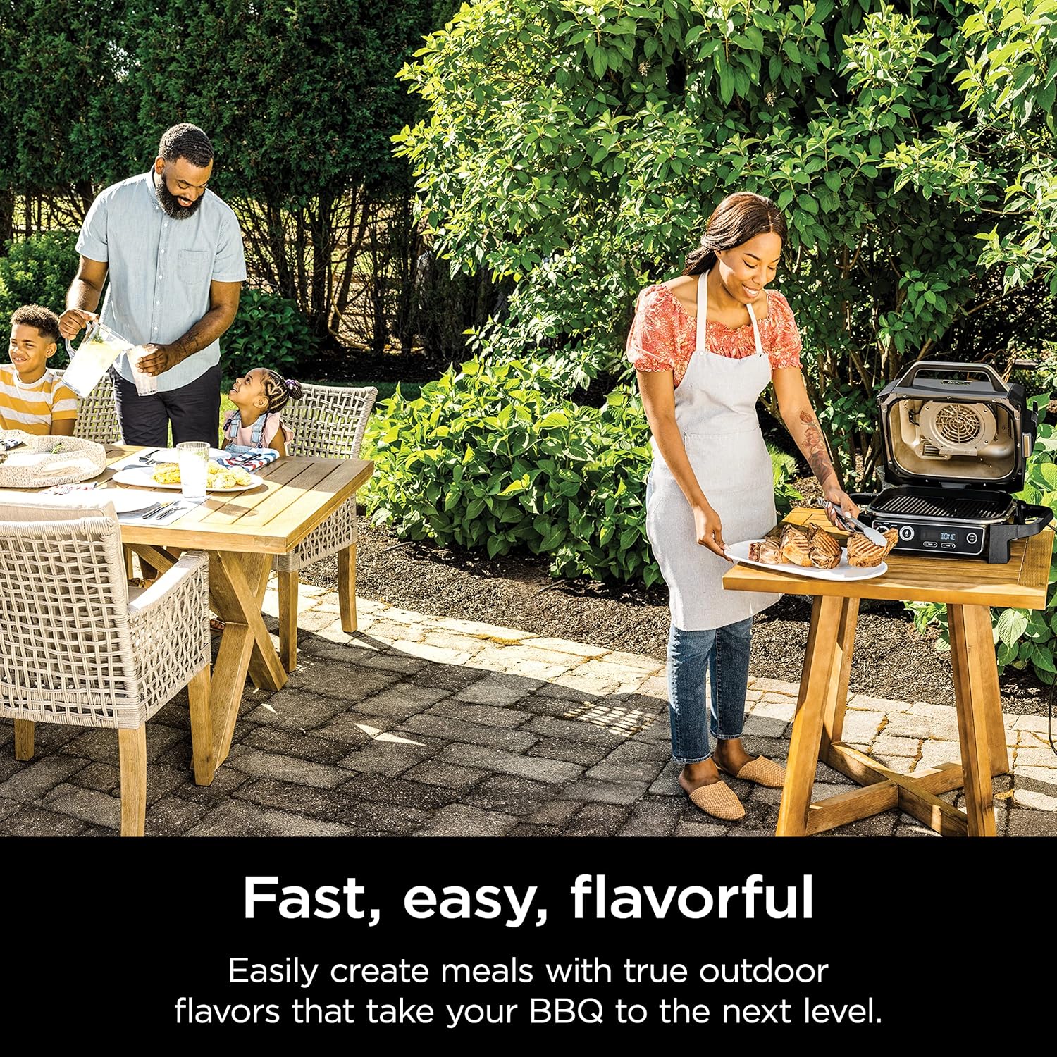 OG751 Woodfire Pro Outdoor Grill Built-In Thermometer 7-in-1 Master Grill BBQ Smoker Air Fryer