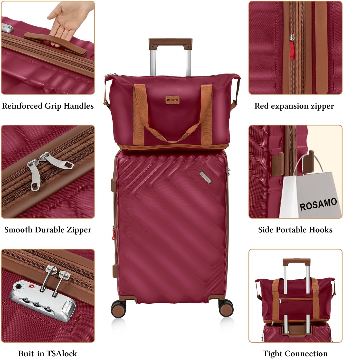 5 piece luggage set expandable suitcase 22x14x9 aviation certified durable waterproof travel set