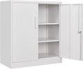 Metal Storage Cabinet with 2 Doors and 6 Shelves, Black Metal Cabinet with Lock, 71 Inch Lockable Garage Storage Cabinet