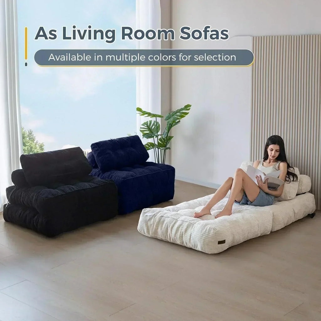 MAXYOYO Folding Sofa Bed Convertible Sleeper Chair with Pillow Foldable Mattress with Back Support