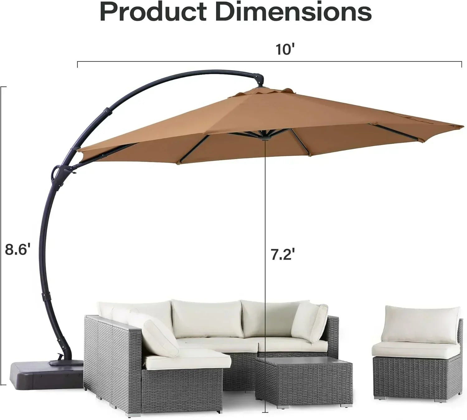 LAUSAINT HOME Outdoor Patio Umbrella with Base included 11 FT Deluxe Curvy Cantilever Umbrella