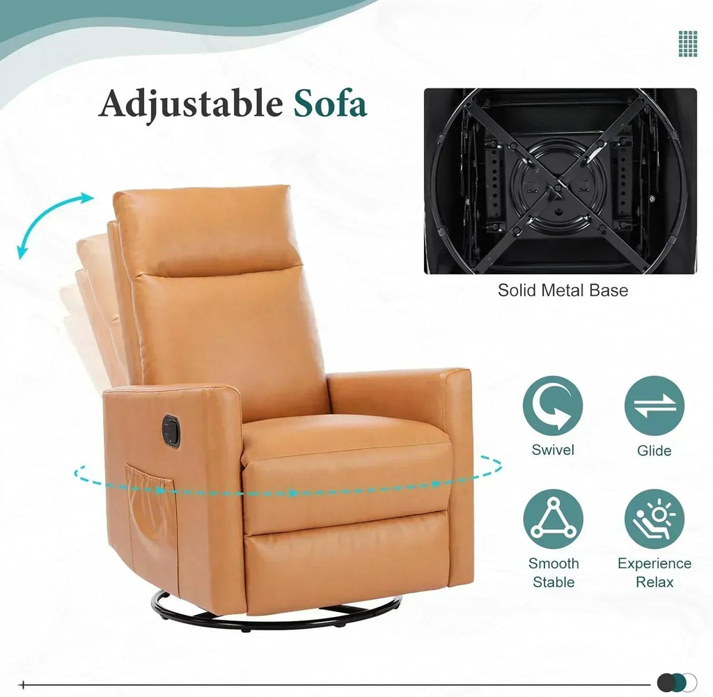 Swivel high-back rocking chair with footrest padded glider baby chair with comfortable deep seat