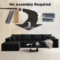 107.5 Cloud Modular Sectional Sofa Couch with L-Shape Chaise,Modern Minimalist Upholstered Couches for Living Room Bedroom,Deep Seat Corner Couch，No Assembly Required (Black,Left Facing Chaise)