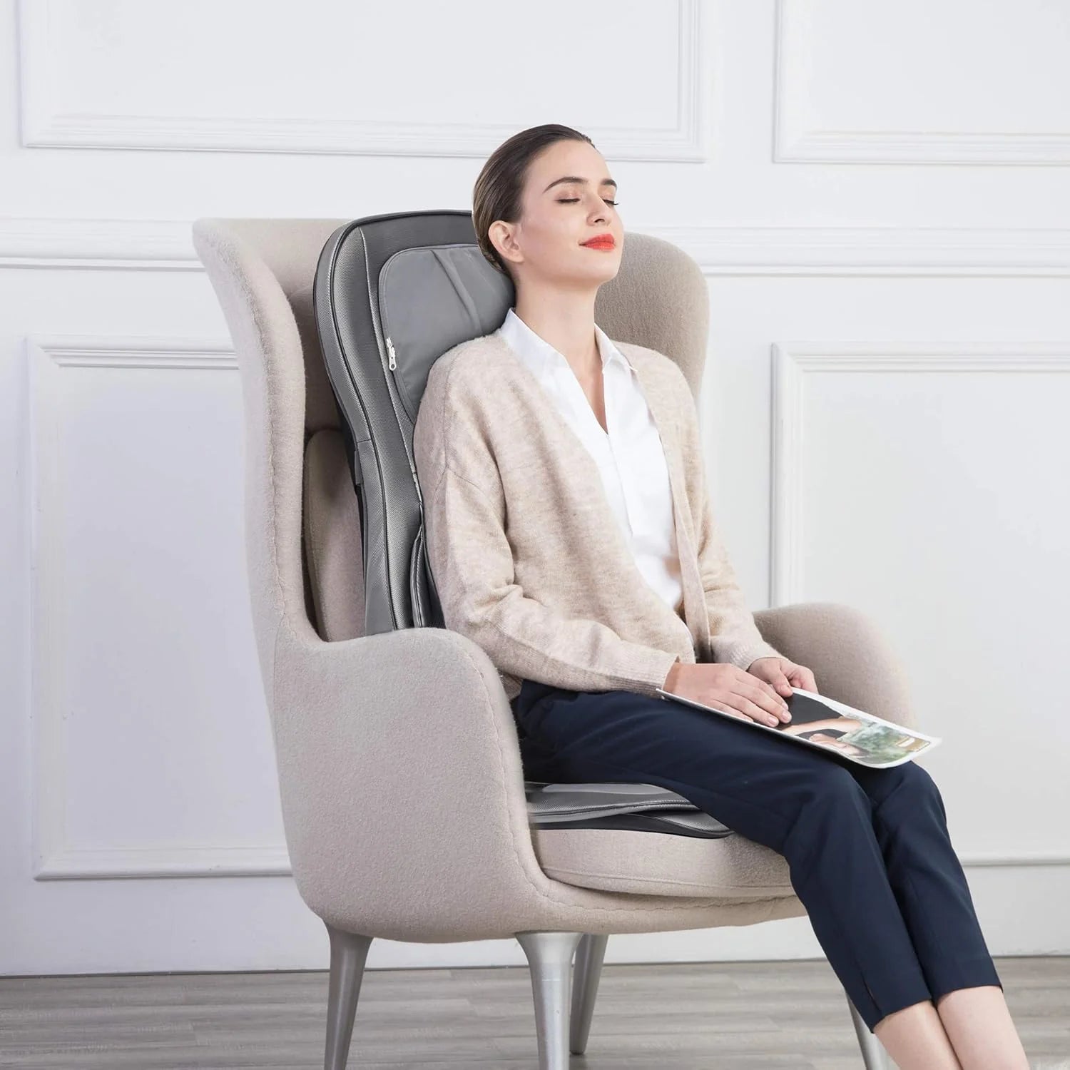 COMFIER Massager Chair with Heat Shiatsu Neck Back Massager Portable with Compress & Rolling Massage Chair Pad for Full Back Neck & Shoulders Full Body Pain