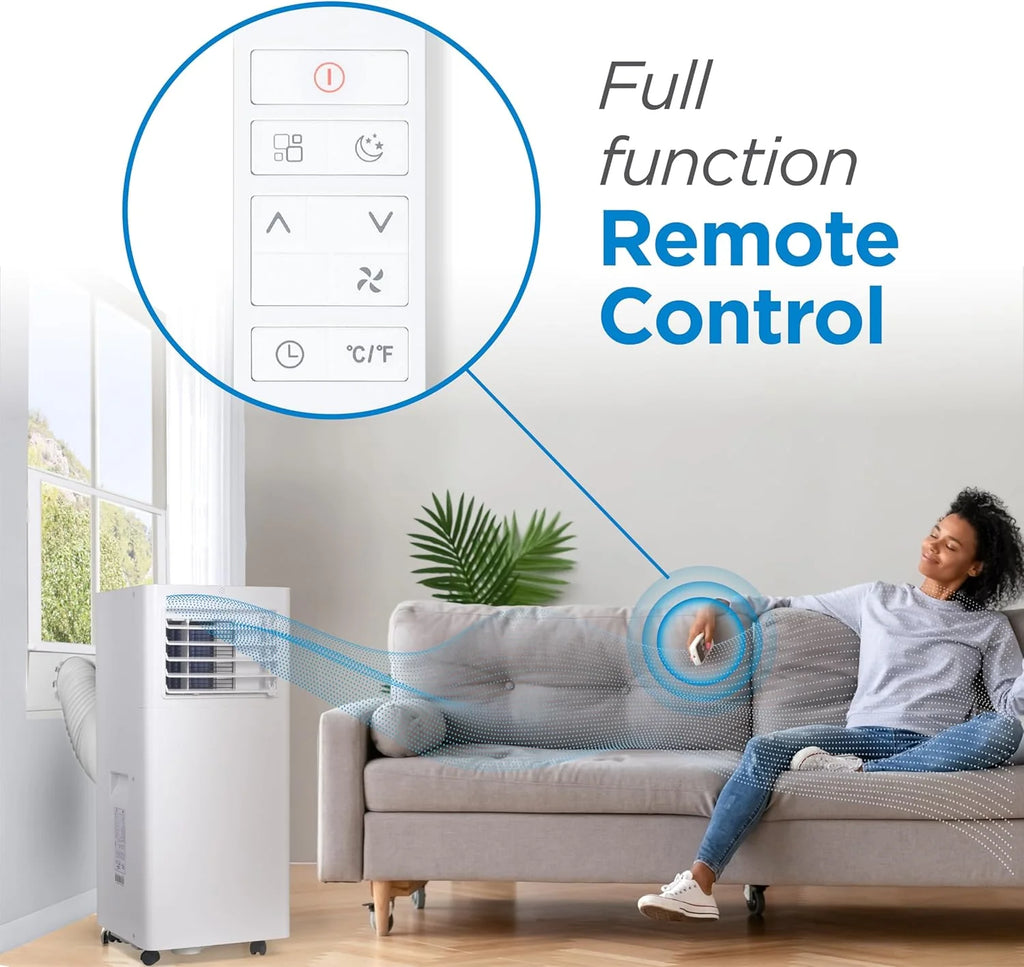 BLACK+DECKER 10,000 BTU Portable Air Conditioner for Rooms up to 450 Sq. with Remote Control, White
