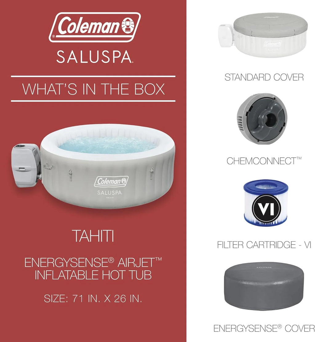 Bestway Palm Springs 4 to 6 Person EnergySense Smart AirJet Plus Inflatable Hot Tub Outdoor Spa with 140 AirJets and Insulated Cover