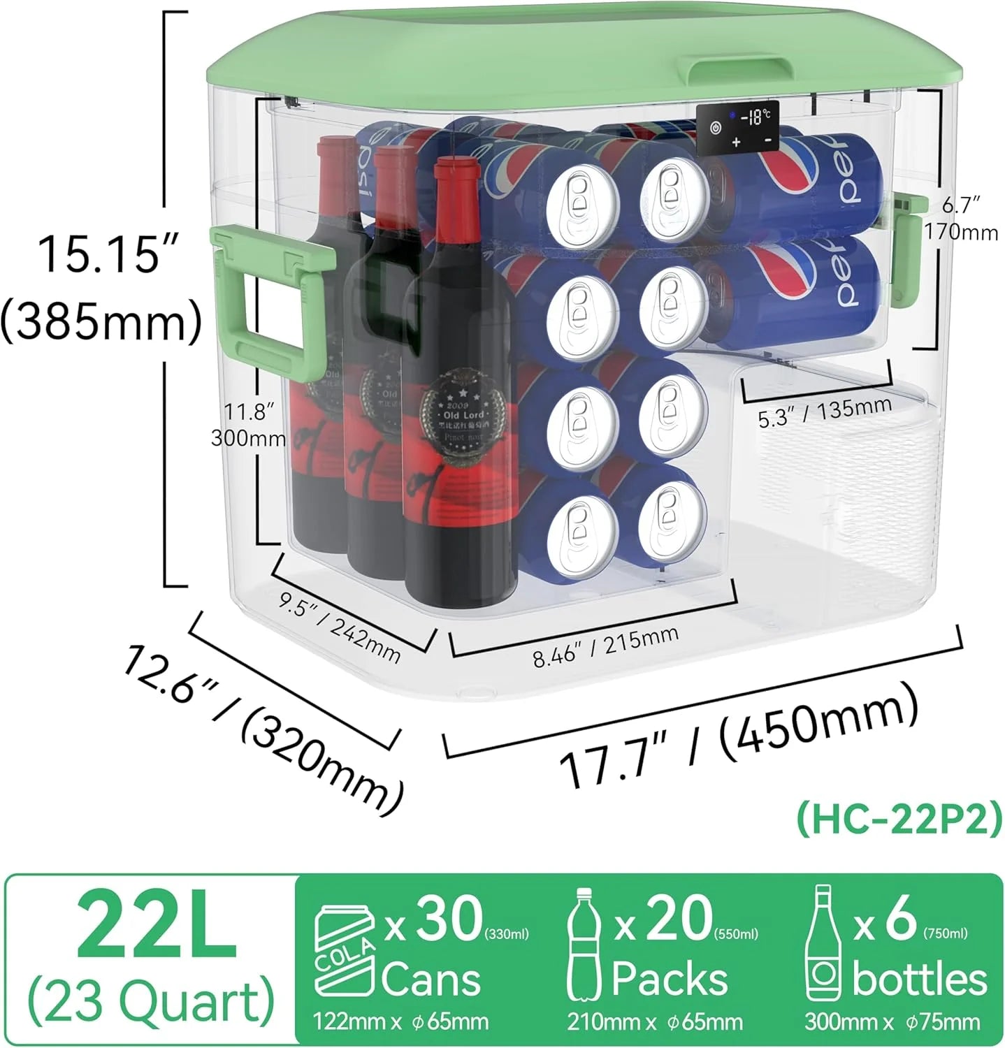 Car Fridge Portable 12 Volt Refrigerator 23 Quart (22 Liter) Freezer Compressor Cooler 12V/24V DC