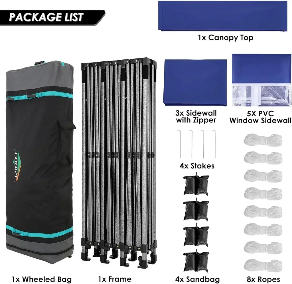 COBIZI 10x20 Heavy Duty Pop up Canopy Tent 6 sidewalls Commercial Canopy Wedding Party Tents